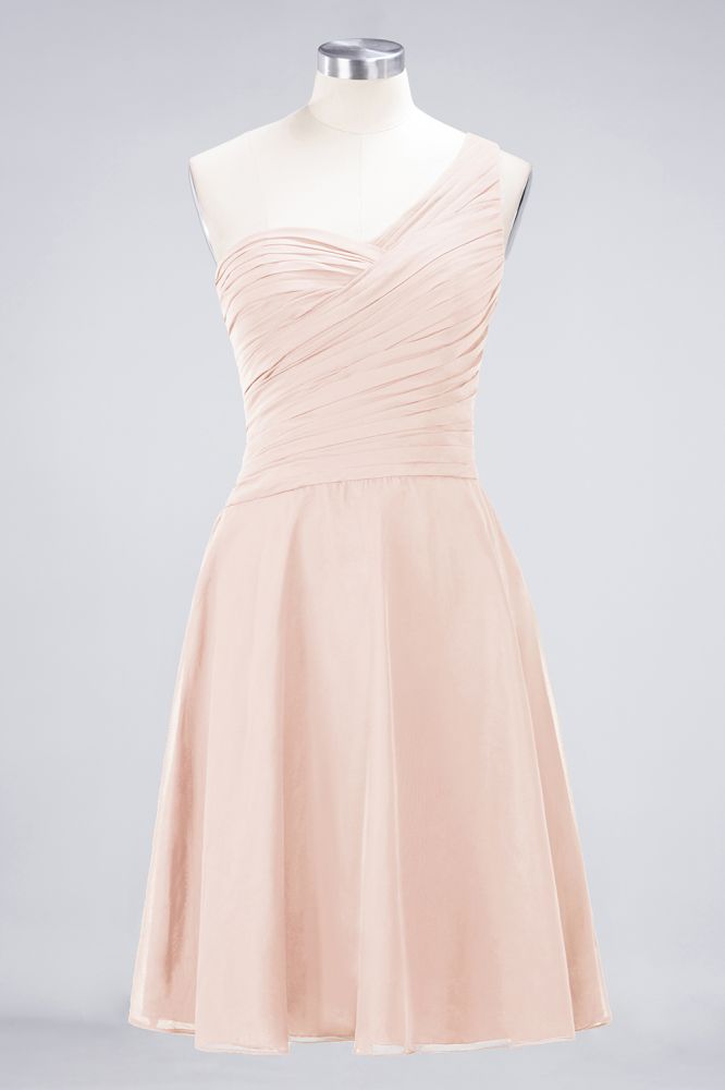 Vestido de dama de honor con escote corazón y un hombro hasta la rodilla, con volantes, vestido de fiesta acampanado