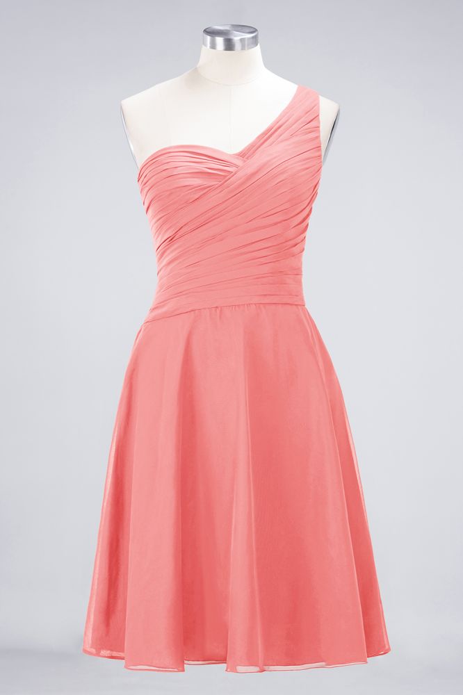 Vestido de dama de honor con escote corazón y un hombro hasta la rodilla, con volantes, vestido de fiesta acampanado