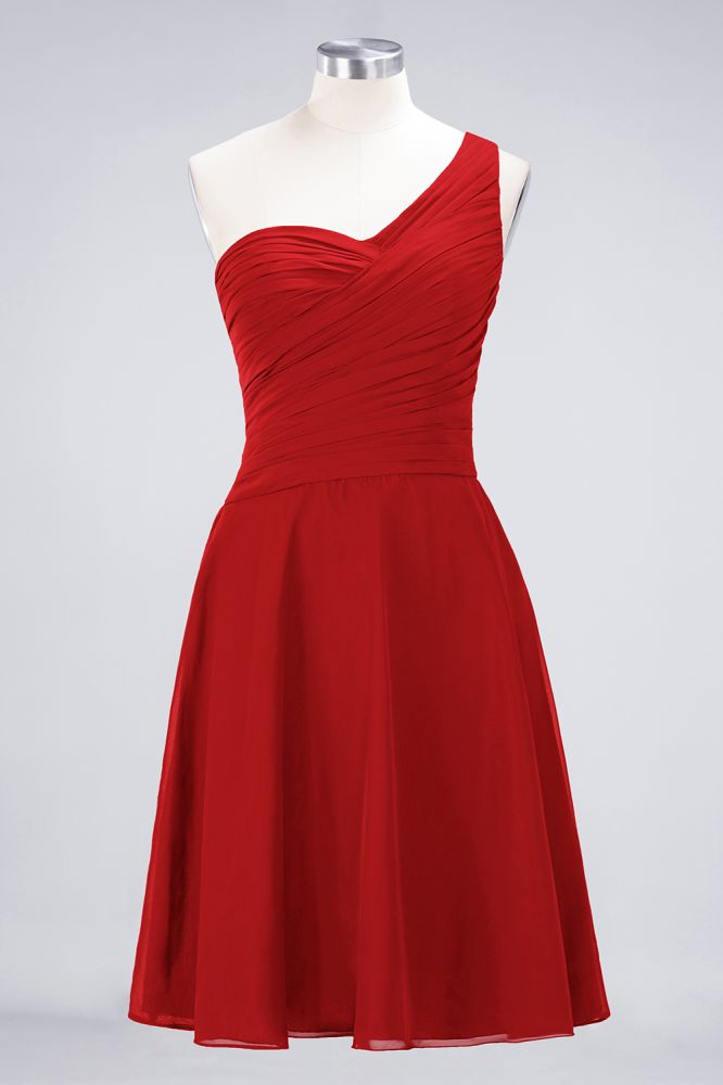 Vestido de dama de honor con escote corazón y un hombro hasta la rodilla, con volantes, vestido de fiesta acampanado