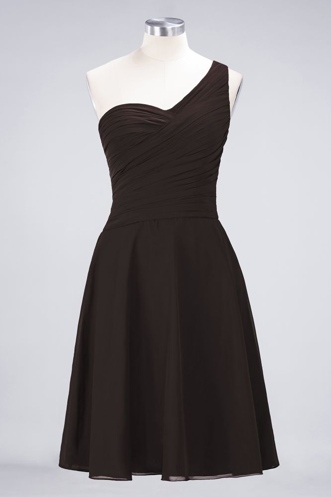Vestido de dama de honor con escote corazón y un hombro hasta la rodilla, con volantes, vestido de fiesta acampanado