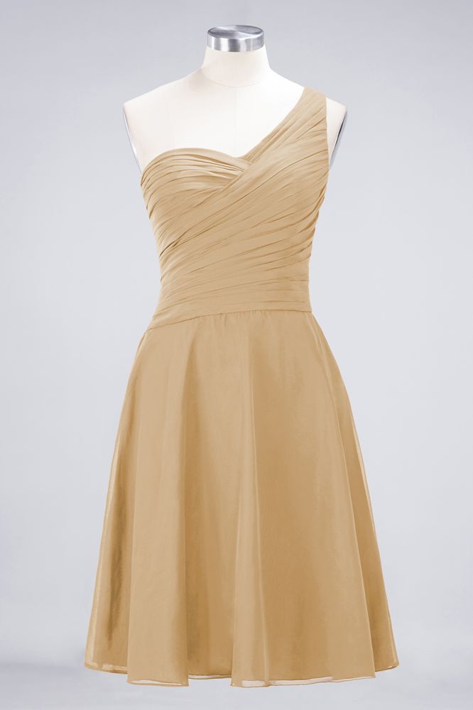 Vestido de dama de honor con escote corazón y un hombro hasta la rodilla, con volantes, vestido de fiesta acampanado