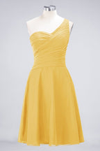 Vestido de dama de honor con escote corazón y un hombro hasta la rodilla, con volantes, vestido de fiesta acampanado