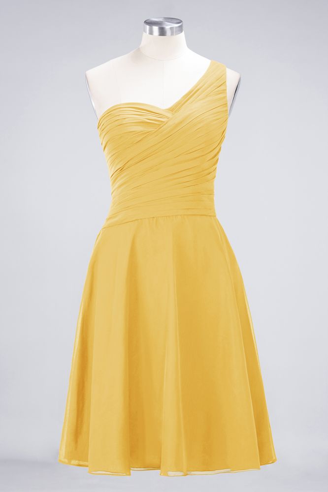 Vestido de dama de honor con escote corazón y un hombro hasta la rodilla, con volantes, vestido de fiesta acampanado