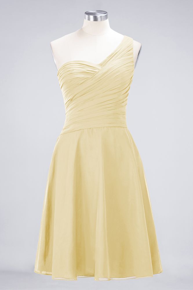 Vestido de dama de honor con escote corazón y un hombro hasta la rodilla, con volantes, vestido de fiesta acampanado