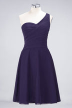 Vestido de dama de honor con escote corazón y un hombro hasta la rodilla, con volantes, vestido de fiesta acampanado
