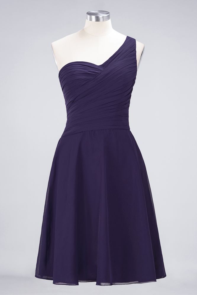 Vestido de dama de honor con escote corazón y un hombro hasta la rodilla, con volantes, vestido de fiesta acampanado