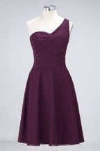 Vestido de dama de honor con escote corazón y un hombro hasta la rodilla, con volantes, vestido de fiesta acampanado