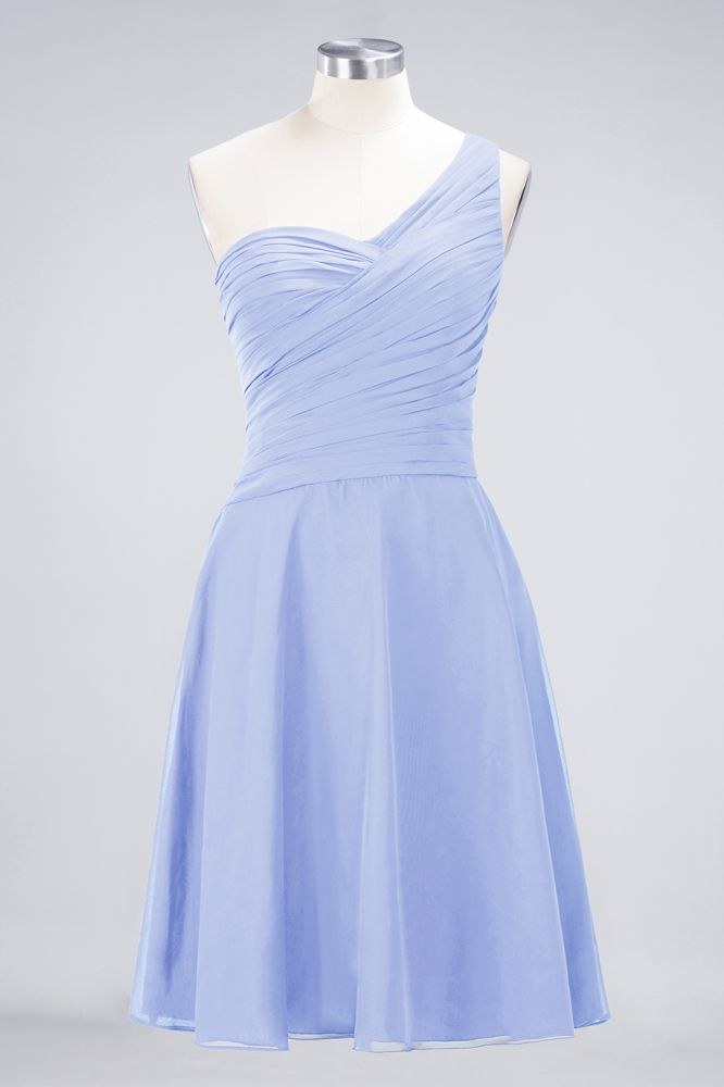 Vestido de dama de honor con escote corazón y un hombro hasta la rodilla, con volantes, vestido de fiesta acampanado