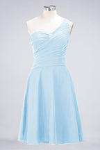 Vestido de dama de honor con escote corazón y un hombro hasta la rodilla, con volantes, vestido de fiesta acampanado