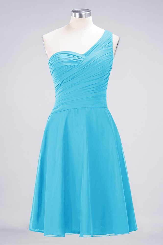 Vestido de dama de honor con escote corazón y un hombro hasta la rodilla, con volantes, vestido de fiesta acampanado