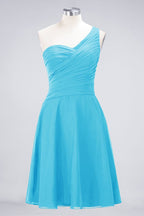 Vestido de dama de honor con escote corazón y un hombro hasta la rodilla, con volantes, vestido de fiesta acampanado