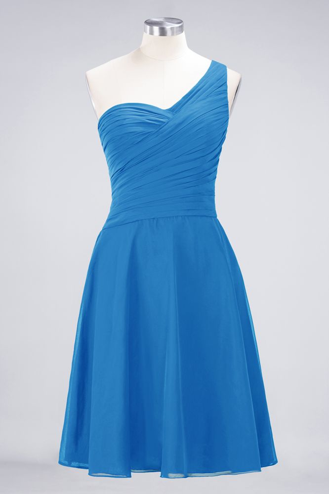 Vestido de dama de honor con escote corazón y un hombro hasta la rodilla, con volantes, vestido de fiesta acampanado