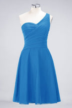 Vestido de dama de honor con escote corazón y un hombro hasta la rodilla, con volantes, vestido de fiesta acampanado