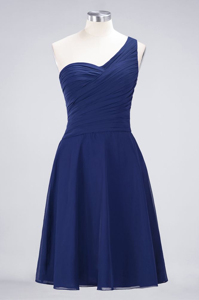 Vestido de dama de honor con escote corazón y un hombro hasta la rodilla, con volantes, vestido de fiesta acampanado