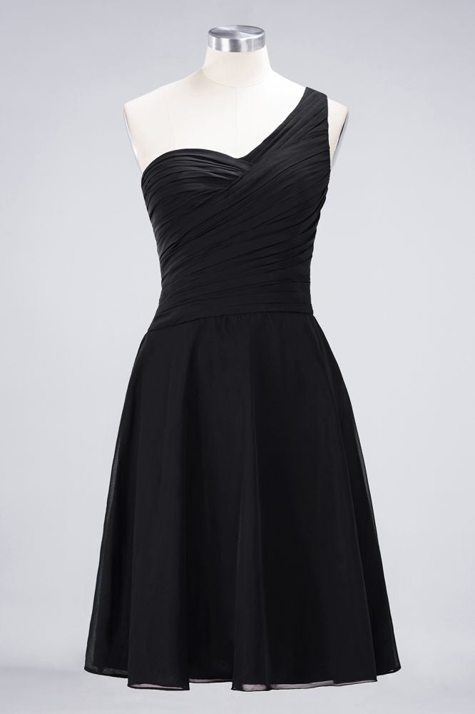 Vestido de dama de honor con escote corazón y un hombro hasta la rodilla, con volantes, vestido de fiesta acampanado