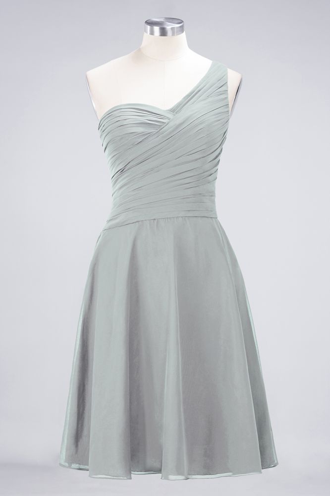 Vestido de dama de honor con escote corazón y un hombro hasta la rodilla, con volantes, vestido de fiesta acampanado