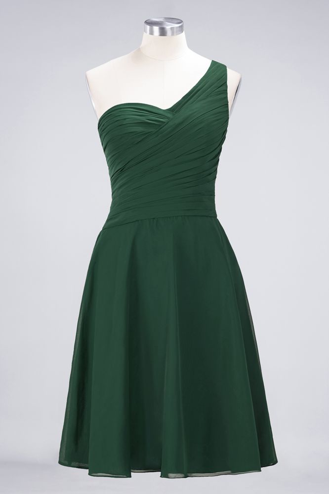 Vestido de dama de honor con escote corazón y un hombro hasta la rodilla, con volantes, vestido de fiesta acampanado