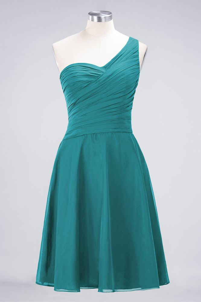 Vestido de dama de honor con escote corazón y un hombro hasta la rodilla, con volantes, vestido de fiesta acampanado