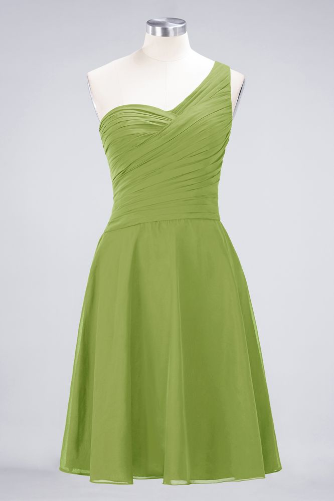 Vestido de dama de honor con escote corazón y un hombro hasta la rodilla, con volantes, vestido de fiesta acampanado