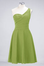 Vestido de dama de honor con escote corazón y un hombro hasta la rodilla, con volantes, vestido de fiesta acampanado
