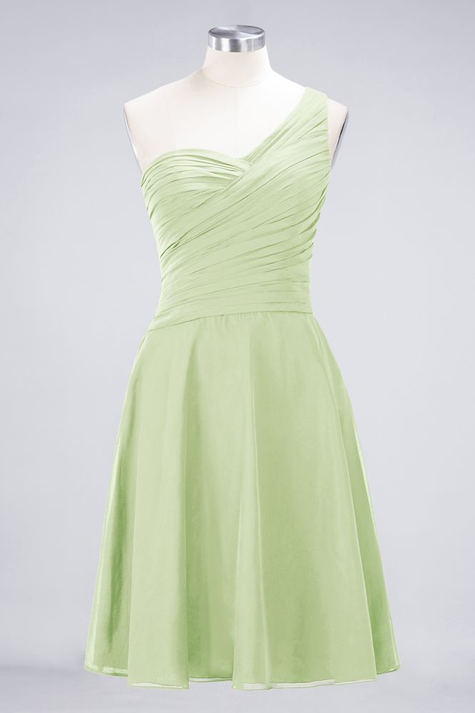 Vestido de dama de honor con escote corazón y un hombro hasta la rodilla, con volantes, vestido de fiesta acampanado