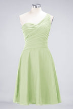 Vestido de dama de honor con escote corazón y un hombro hasta la rodilla, con volantes, vestido de fiesta acampanado