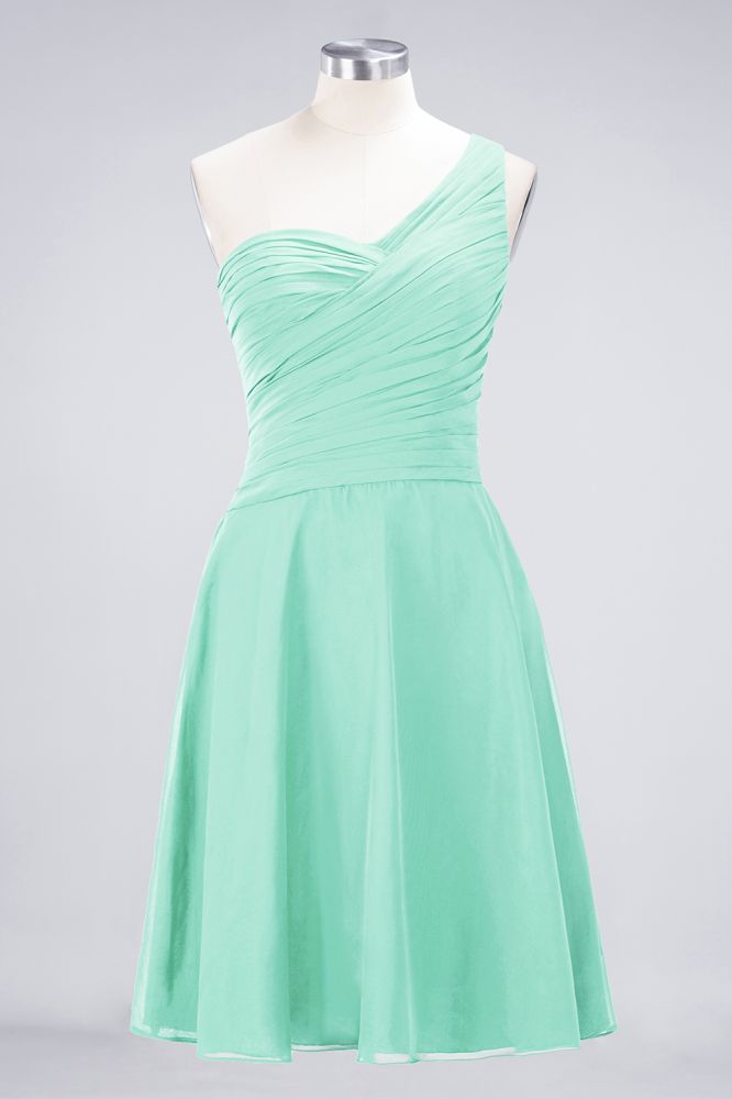 Vestido de dama de honor con escote corazón y un hombro hasta la rodilla, con volantes, vestido de fiesta acampanado