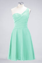 Vestido de dama de honor con escote corazón y un hombro hasta la rodilla, con volantes, vestido de fiesta acampanado