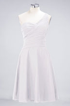 Vestido de dama de honor con escote corazón y un hombro hasta la rodilla, con volantes, vestido de fiesta acampanado