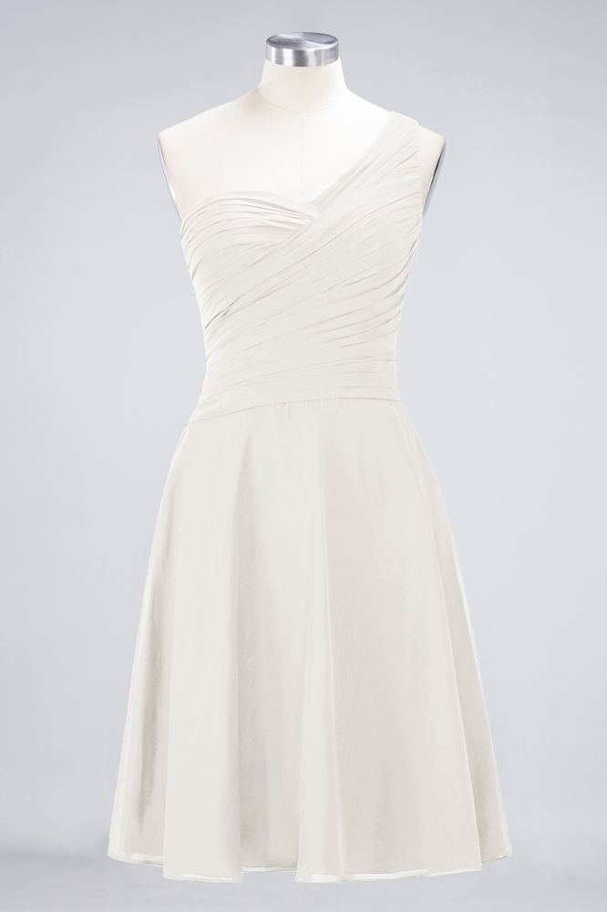 Vestido de dama de honor con escote corazón y un hombro hasta la rodilla, con volantes, vestido de fiesta acampanado