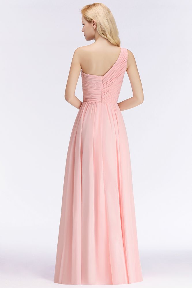 Vestido de dama de honor de gasa con volantes y escote corazón de un solo hombro, vestido de noche estilo Aline