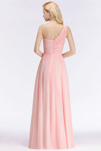 Vestido de dama de honor de gasa con volantes y escote corazón de un solo hombro, vestido de noche estilo Aline