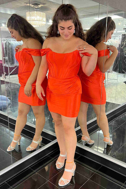 Ariana | Vestido de fiesta de satén con hombros descubiertos