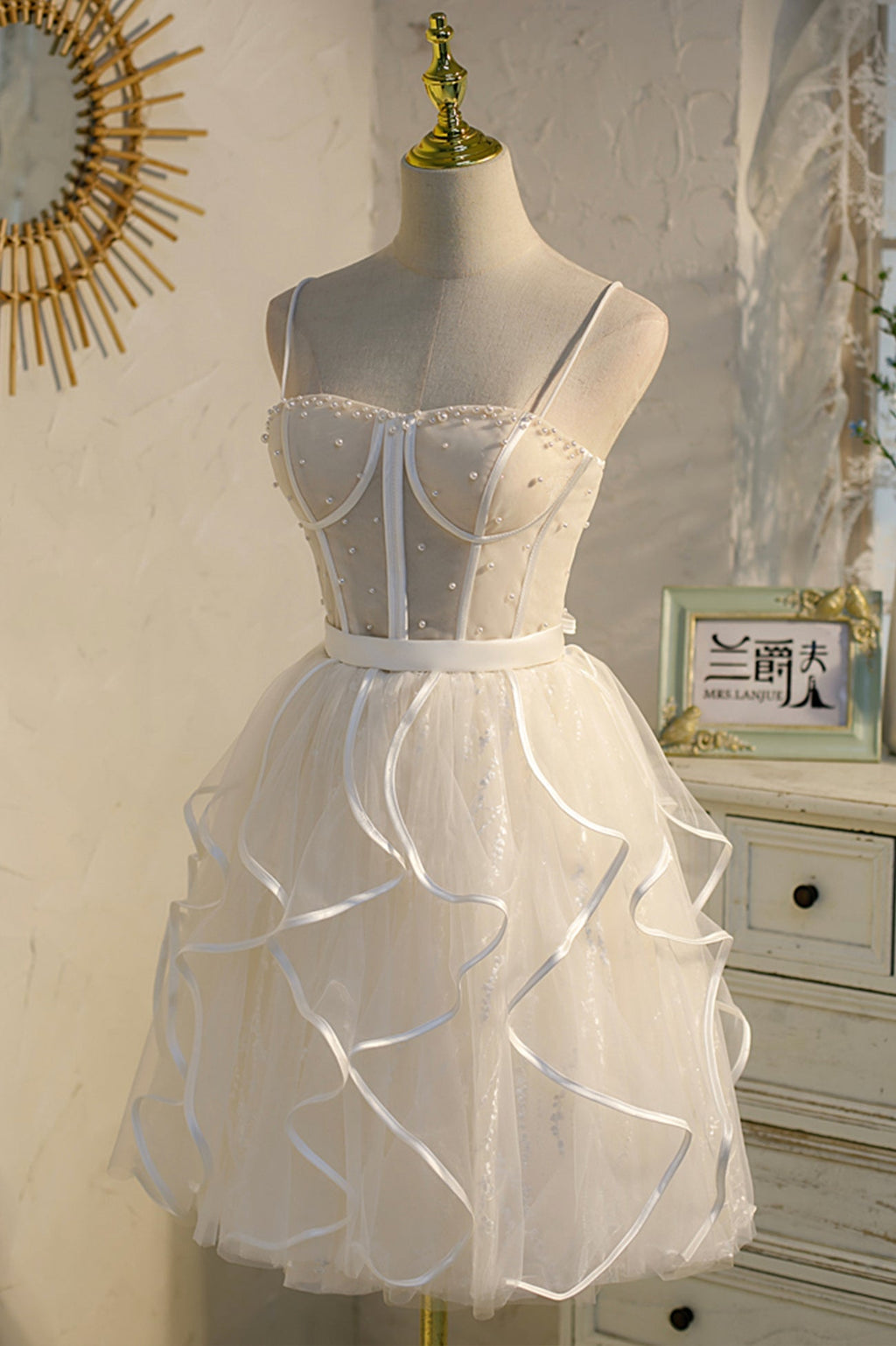 Bethany | A-Line Spaghetti Strap Tulle Short Homecoming Dress