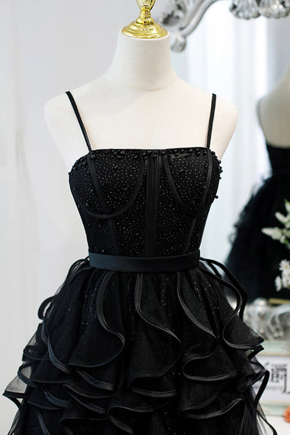 Bethany | Vestido corto de tul con tirantes finos y corte A para el regreso a casa
