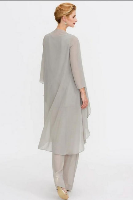 Hosenanzug 3-teiliger Anzug Mutter der Braut Kleid Plus Size Bodenlang Chiffon