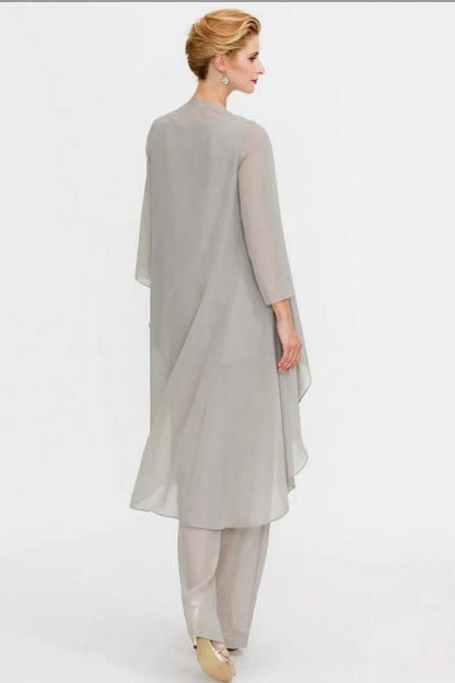 Hosenanzug 3-teiliger Anzug Mutter der Braut Kleid Plus Size Bodenlang Chiffon