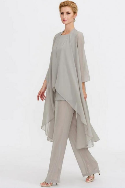 Hosenanzug 3-teiliger Anzug Mutter der Braut Kleid Plus Size Bodenlang Chiffon
