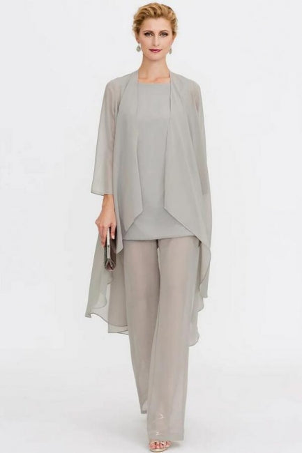 Hosenanzug 3-teiliger Anzug Mutter der Braut Kleid Plus Size Bodenlang Chiffon