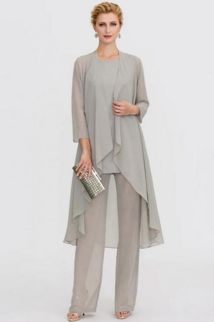 Hosenanzug 3-teiliger Anzug Mutter der Braut Kleid Plus Size Bodenlang Chiffon