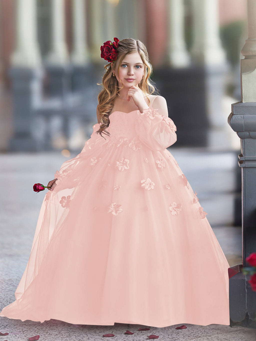 Vestidos de niña de las flores con vestido de princesa y flores en 3D