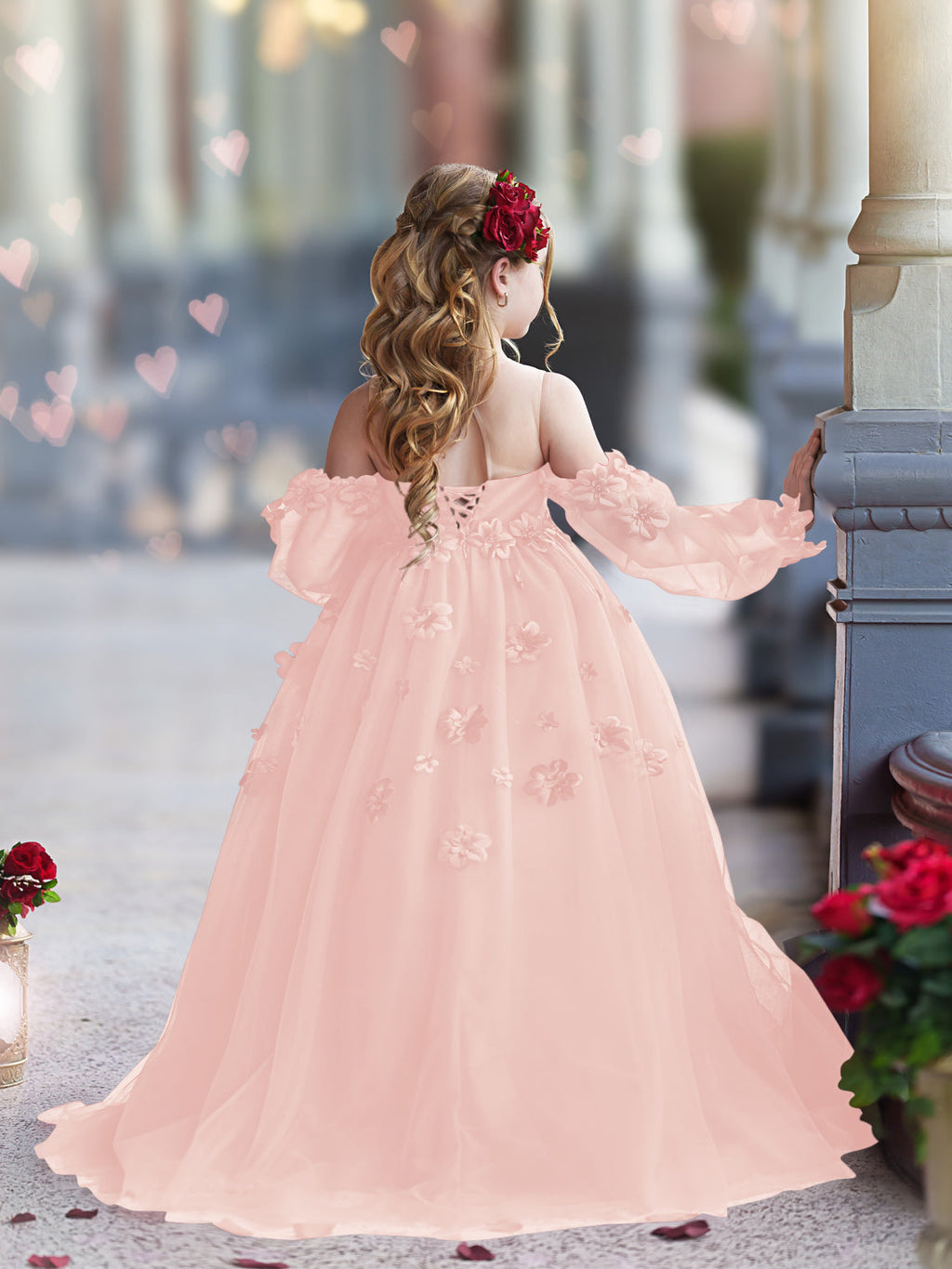 Vestidos de niña de las flores con vestido de princesa y flores en 3D