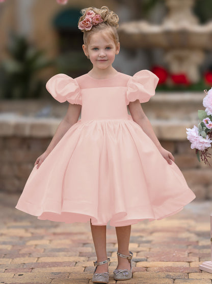 Duchesse-Linie/Princess-Linie Satin Knielang Blumenmädchenkleid 