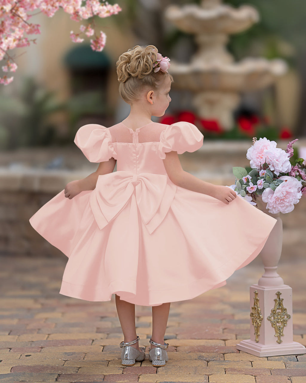 Duchesse-Linie/Princess-Linie Satin Knielang Blumenmädchenkleid 