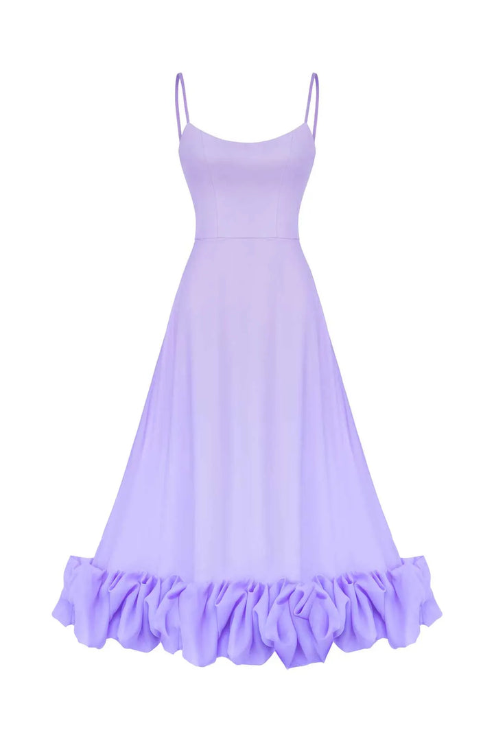 Percival | Vestidos de fiesta largos blancos de satén con corte A y volantes
