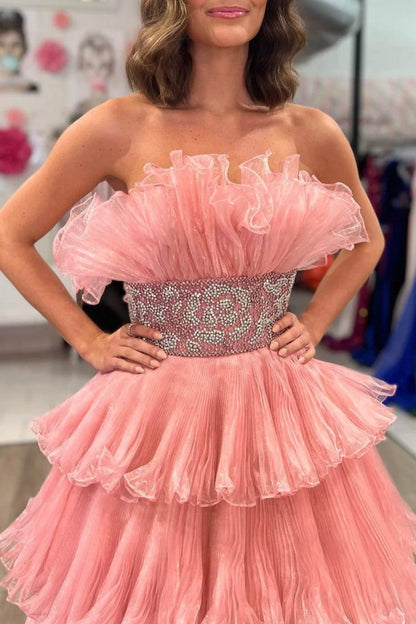 Peyton | A-Linien-Ballkleid mit Rüschen, trägerlos und lang