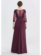 Vestidos de madre de la novia de corte A/princesa con escote joya y largo hasta el suelo