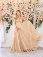 Vestido de maternidad de gasa con mangas abullonadas para boda SY009