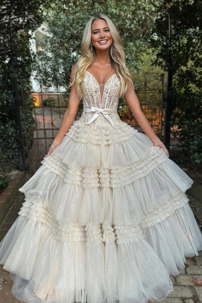 Rosa A-Linie Tüll Rüschen Off-the-Shoulder Lange Ballkleider mit Schleife