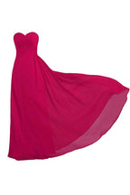 Vestido de dama de honor largo sin tirantes en color rosa, de gasa, para boda y graduación, BD009